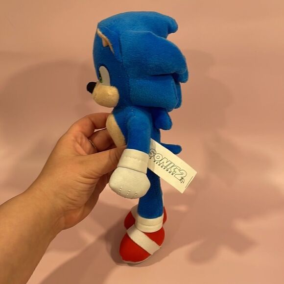 Sonic the Hedgehog 2 Movie Sonic Plush Toy Stuffed Animal 11” long Good Used Co… - Picture 2 of 7